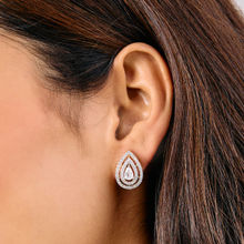 Azai by Nykaa Fashion Silver American Diamond Drop Stud Earrings