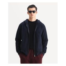 Rare Rabbit Mens Atin Dark Navy Cotton Blend Fabric Jacket