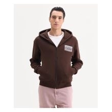 Rare Rabbit Mens Bien Dark Brown Cotton Blend Fabric Full Sleeves Jacket