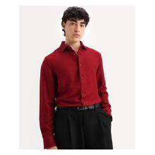 Rare Rabbit Mens Mulfir Red Viscose Fabric Regular Fit Plain Shirt