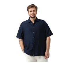 Rare Rabbit Men Torin Big Pastel Navy Viscose Blend Fabric Plain Shirt
