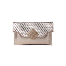 KLEIO Women's Pu Party Stone Studded Sling Clutch (gold)
