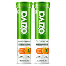 OZiva Bioactive Gluta Fizzy (L-Glutathione), Reduce Cellular Damage on Skin- Orange (Pack of 2)