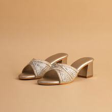 Eridani Pelosa Gold Embroidered Heels