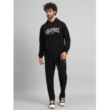 Griffel Men Regular Fit Birds Print Front Logo Cotton Black Tracksuit (Set of 2)