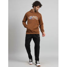 Griffel Men Regular Fit Birds Print Front Logo Cotton Brown Fleece Tracksuit (Set of 2)