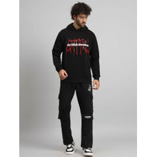 Griffel Men Regular Fit GriffelXLondon Storm Print Front Logo Cotton Black Tracksuit (Set of 2)