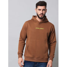 Griffel Mens Front Logo Solid Fleece Basic Brown Hoodie Sweatshirt