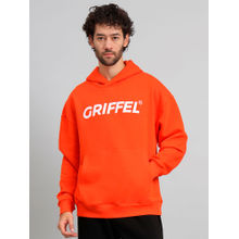 Griffel Mens Oversized Fit Navy Front Logo Fleece Hoodie Sweatshirt