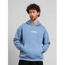 Griffel Mens Sky Blue Front Logo Oversized Fleece Hoodie Sweatshirt