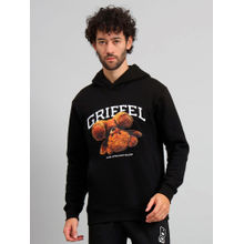 Griffel Mens Black Bear Print Regular Fit 100% Cotton Fleece Hoodie Sweatshirt