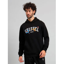 Griffel Mens Black Bear Print Regular Fit 100% Cotton Fleece Hoodie Sweatshirt
