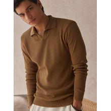 Andamen Structure Brown Mens Full Sleeve Polo Sweater Regular Fit