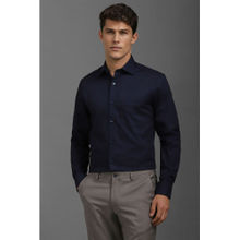 Louis Philippe Men Navy Classic Fit Solid Full Sleeves Formal Shirt