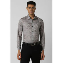 Van Heusen Men Grey Slim Fit Print Full Sleeves Party Shirt