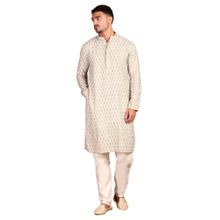 Gahan Abstract Designs Delicate Chikankari Embroidery Cream Kurta with Pajama