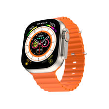 HAMMER Ace Ultra 1.96" Bluetooth Calling Smart Watch with 2 Straps & Fully Metallic Body Grey-Orange