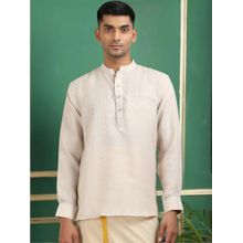 TATTVA Men Cream Solid Super Short Kurta