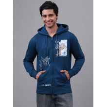 Free Authority Official One Piece: Luffy Anime Printed Blue Regular Fit Hooded Jacket