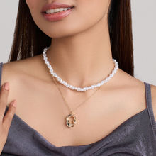 Pipa Bella by Nykaa Fashion Gold and White Pearl Layered Pendant Necklace