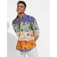 Campus Sutra Mens Multicolour Face Line Shirt