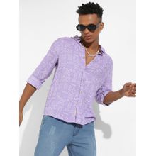 Campus Sutra Mens Lavender Minimal Aztec Shirt