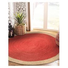 JASMEY HOMES Round Red Jute Area Rug