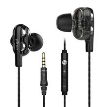 pTron Boom Ultima Dual Driver In-Ear Wired Headphones with Mic 3.5mm Aux & 1.2M Cable - Black
