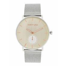 Joker & Witch Vancouver Beige Dial Silver Mesh Strap Analog Mens Watch