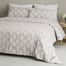 Boutique Living Cottage Garden Cotton 300 TC Grey Ethnic King Bedsheet & 2 Pillow Covers (King)