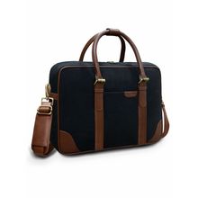 Smith & Blake Messenger Bag Black Canvas with Leatherette Styling | Urban