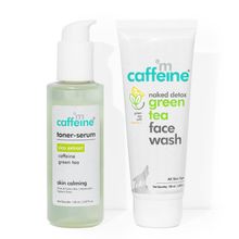 MCaffeine Skin Calming Green Tea Routine with Face Wash & Cica Toner-Serum - Combo of 2