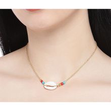 OOMPH Jewellery Gold Tone Sea Shell Bead Bohemian Choker Necklace For Women & Girls