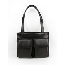 The House Of Ganges Barbara Vegan Leather Women Office Bag - Vanta Black (M)