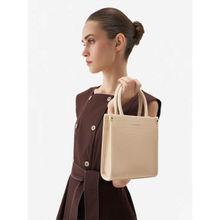 Paco Madamo Beige Solid Pu Handheld Bag and Detachable Strap