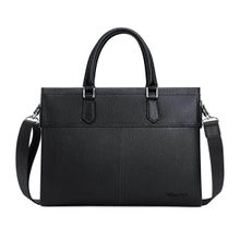 ABELARDO DE MODA Black Solid Leather 16 Inch Laptop Bag and Detachable Strap