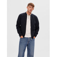 Selected Dark Blue Jersey Bomber Jacket