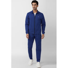Van Heusen Men Blue Solid Casual Jacket and Track Pants (Set of 2)