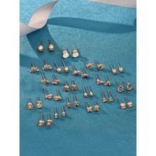 Zaveri Pearls Combo Of 20 Pairs Of Gold Tone Contemporary Stud Earrings (ZPFK9913)