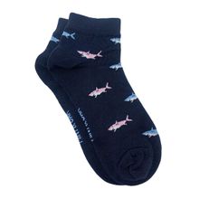 Mint & Oak Shark Ankle Length Socks for Men - Navy Blue (Free Size)