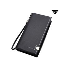 FUR JADEN Premium Black Long Wallet with Zip Pocket, Multiple Card Holders and Phone Pocket