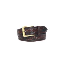 Celtic Handcrafted Brown Leather Western Belt with Brass Buckle