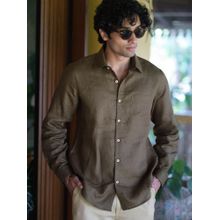 Creatures of Habit Linen Shirt Olive Green