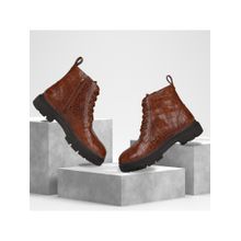 EZOK Leather Ankle Lace Up Tan Casual Boots for Men