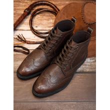 Louis Stitch Louis Stitch Men Brunette Brown Milled Leather Mid-Top Brogue Boots (UK 12)