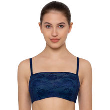 Triumph Padded Wired New Lace Bandeau Tube Bra - Blue