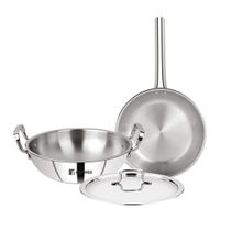 Bergner Tripro Triply Stainless Steel 3Pc Cookware Set, 24cm Kadai with Lid, 22cm Frypan