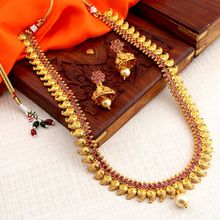 Sukkhi Modish Gold Plated Wedding Jewellery Paisley Long Haram Necklace Set (NYKSUKHI00064)