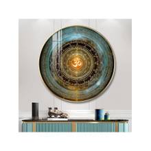 The Next Decor Divine Om Symbol Wood Glass Finish Round Wall Art