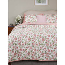 Maspar Pink Floral Bedding Quilt, Bedsheet, Pillow & Cushion Covers (King)